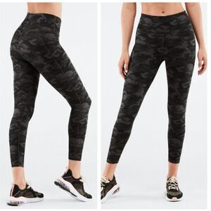 Fabletics Powerhold Gray & Black Camo Leggings